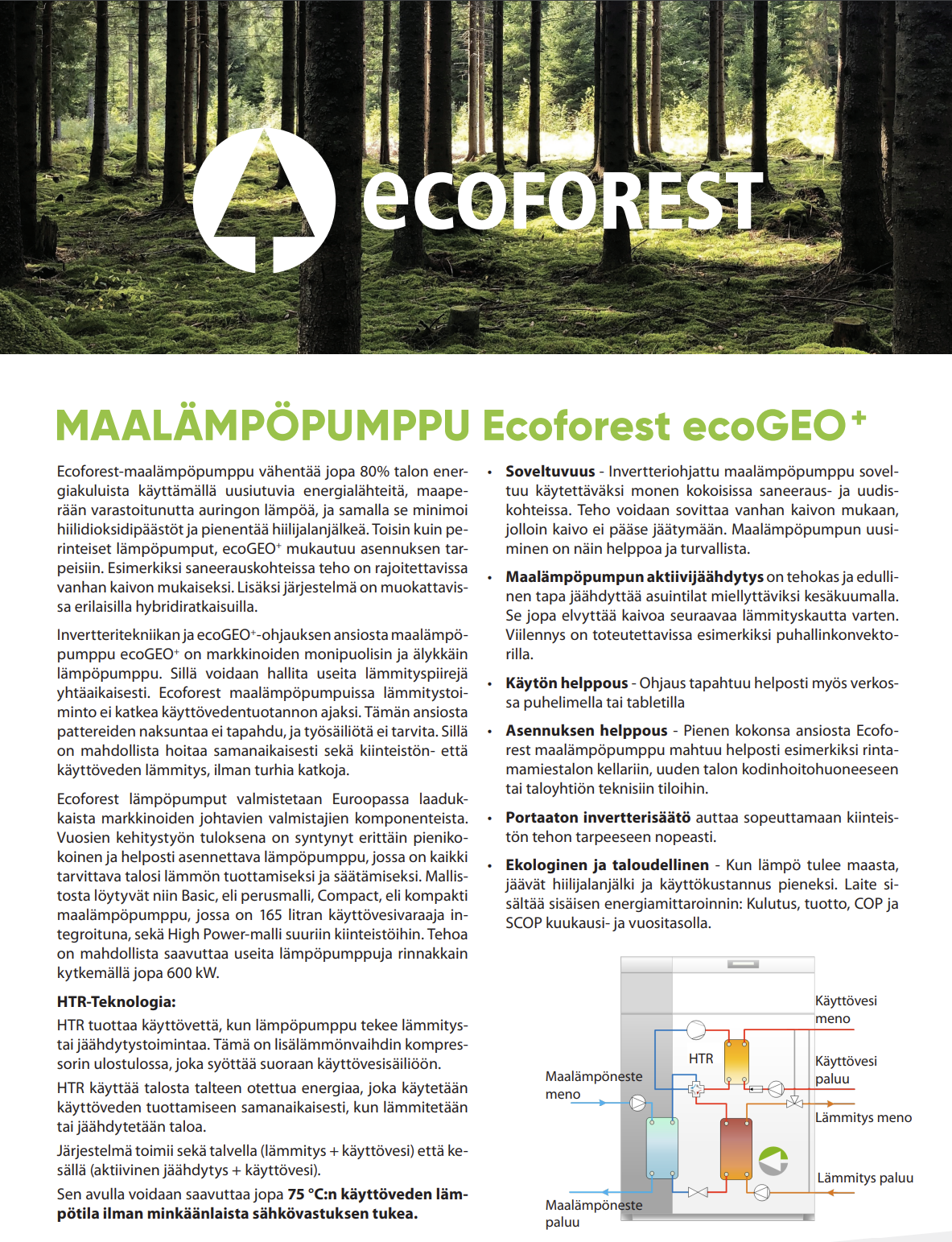 Ecoforest ecoGEO⁺ B1 T 2-10 PRO HTR EH maalämpöpumppu