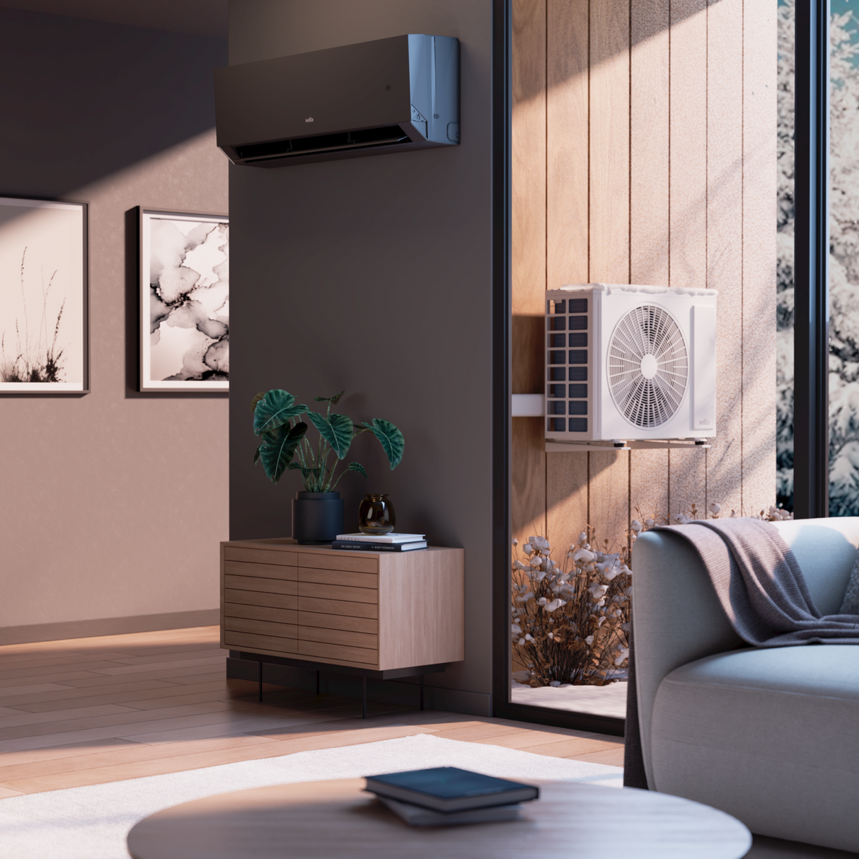 Wilfa Nordkapp 40 Design ilmalämpöpumppu asennettuna