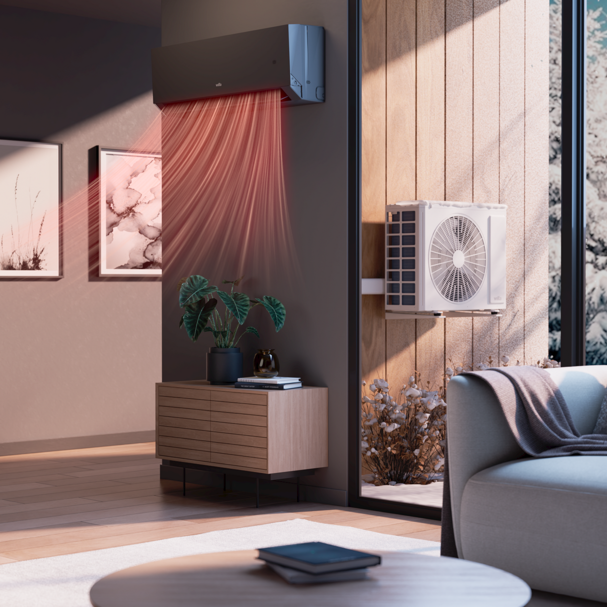 Wilfa Nordkapp 40 Design ilmalämpöpumppu asennettuna