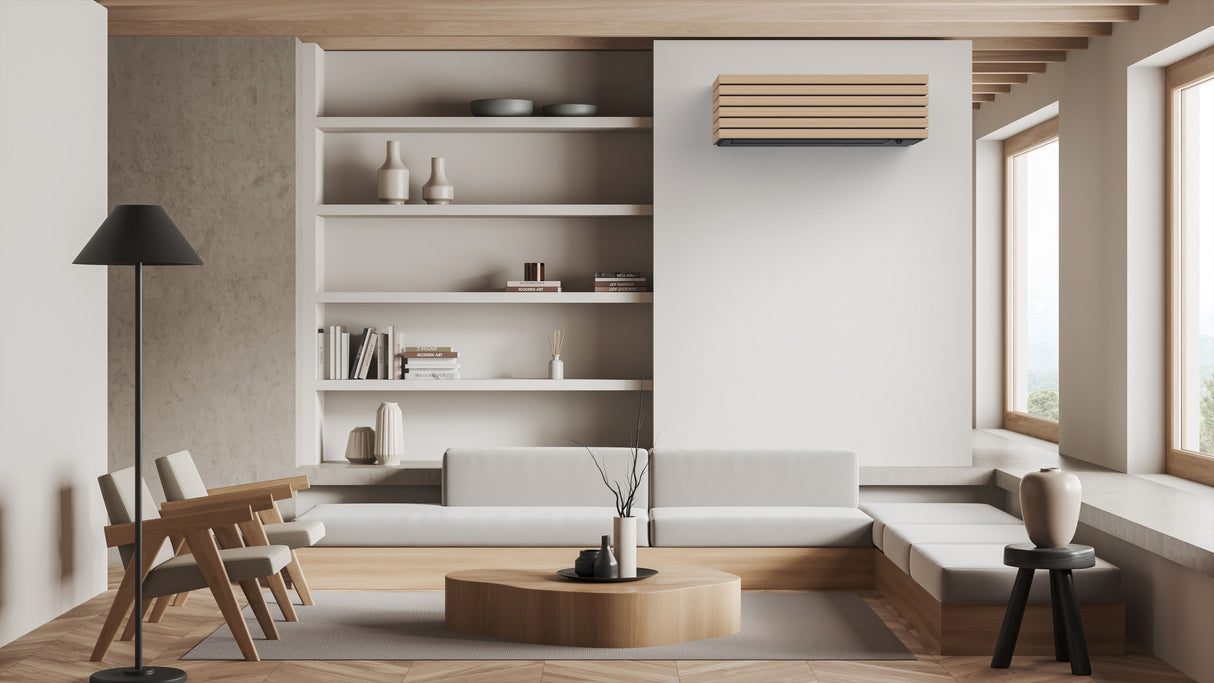 Toshiba Arctic Wood 25 viilentävä ilmalämpöpumppu asennettuna