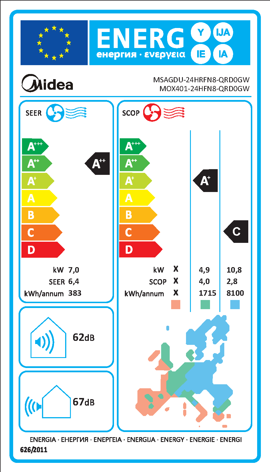 MIDEA XTREME 24 ilmalämpöpumppu asennettuna