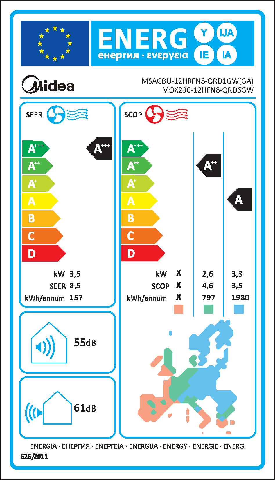 MIDEA XTREME 12 ilmalämpöpumppu asennettuna